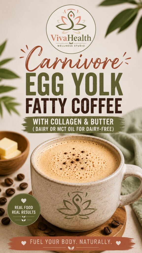 VivaHealth branded carnivore egg yolk fatty coffee with collagen
