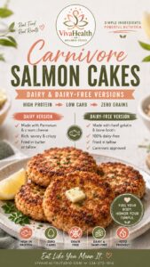 VivaHealth branded carnivore salmon cakes recipe image